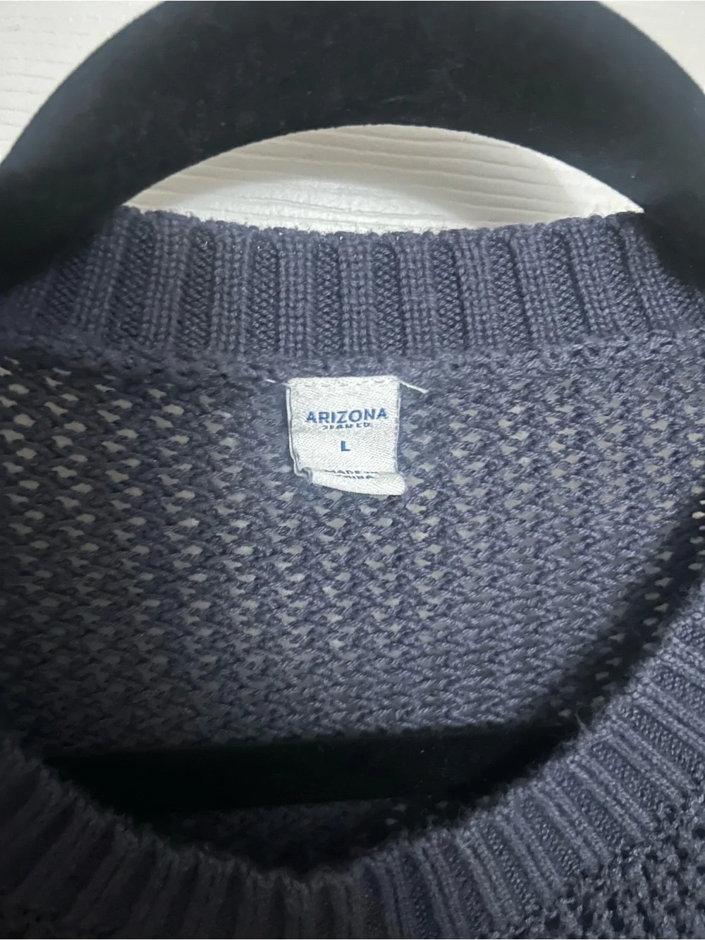 Arizona Jean Company Navy Mesh Crewneck Sweater with Silver '05'